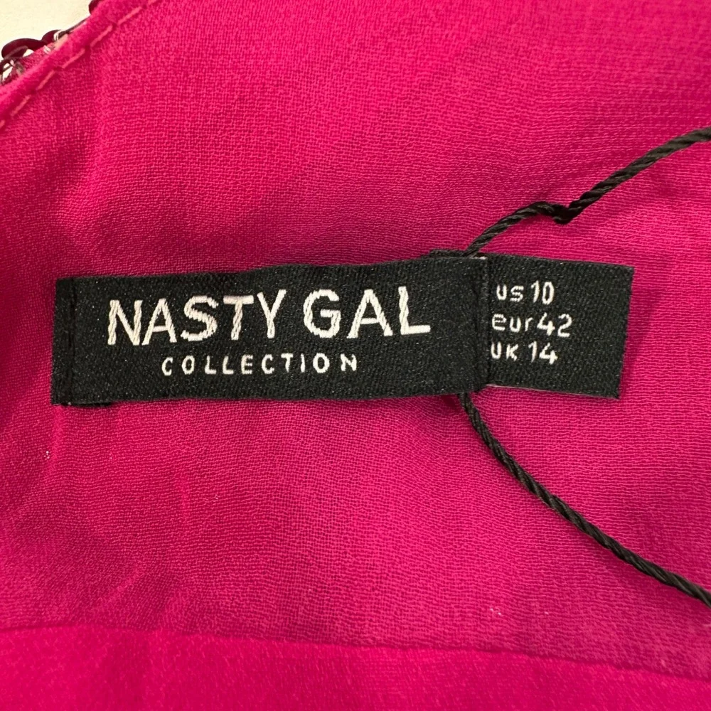 Nasty Gal Sequin Colour Block Halterneck Playsuit Women 10 Hot Pink | Festival - Picture 7 of 13